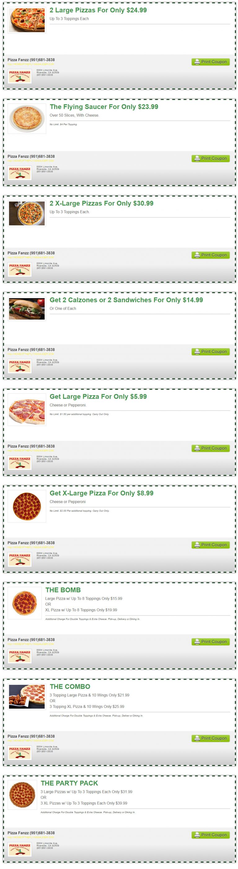 coupons Pizza Fanzz
